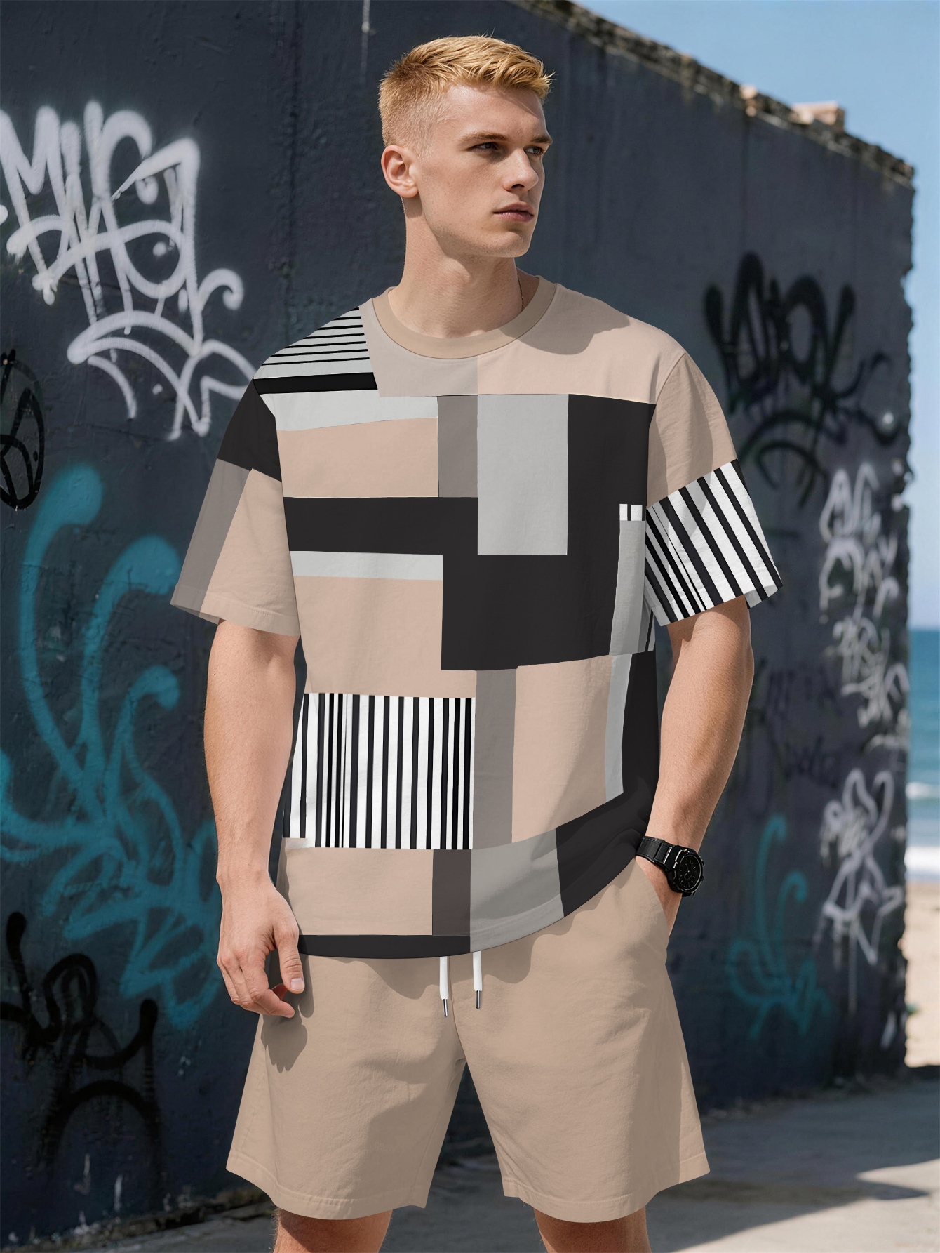 Street Fashion In China - 2026 Summer New Men's Short-Sleeved Shorts