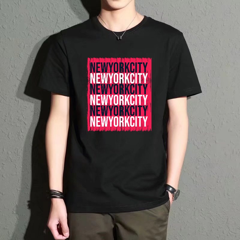 Street Fashion Of New York - Men's Black Round-Neck Short-Sleeved T-Shirt, New