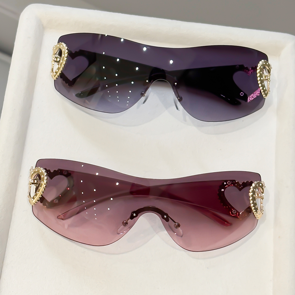 2pcs Y2K integrated frameless  - đánh giá và giá Street Fashion Glasses