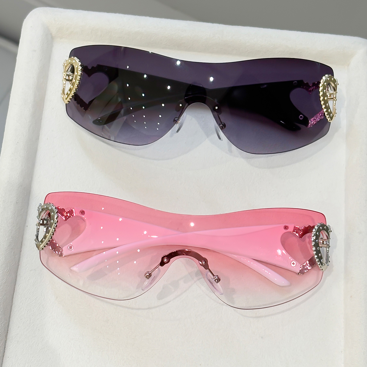 2pcs Y2K integrated frameless  - đánh giá và giá Street Fashion Glasses