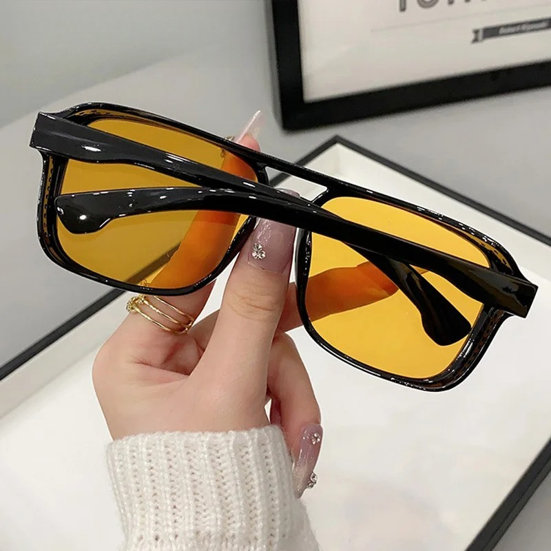 Square Double Bridges Sunglass - đánh giá và giá Street Fashion Glasses