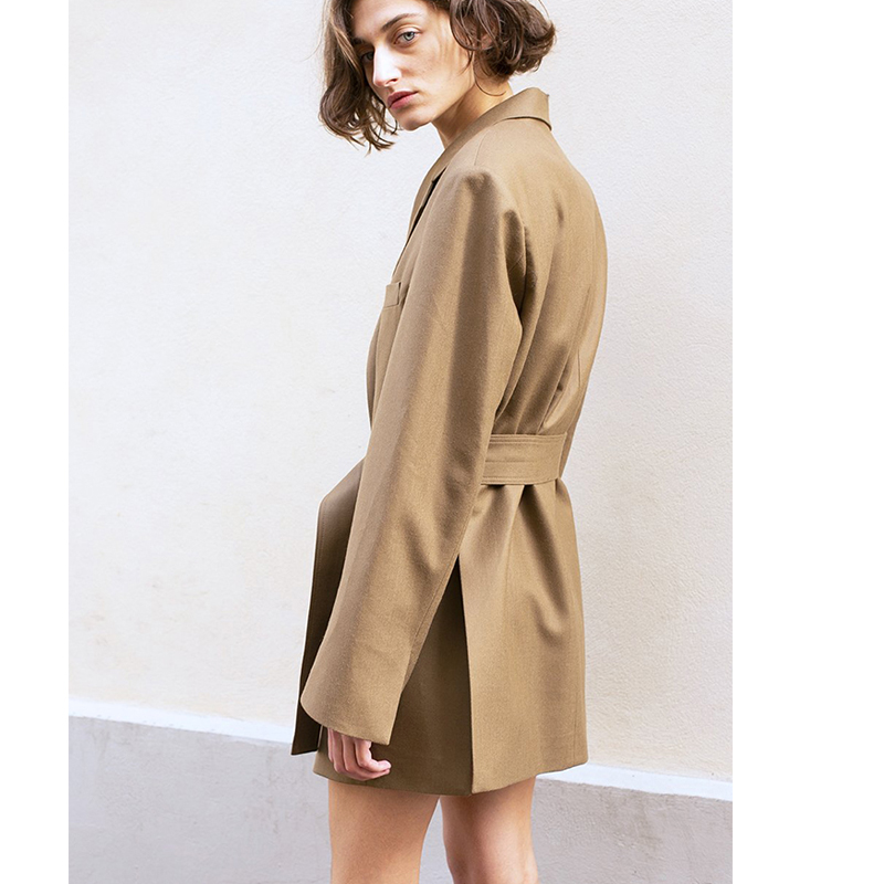 Chic Khaki Midi Suit Dress Fas - đánh giá và giá Street Fashion Week