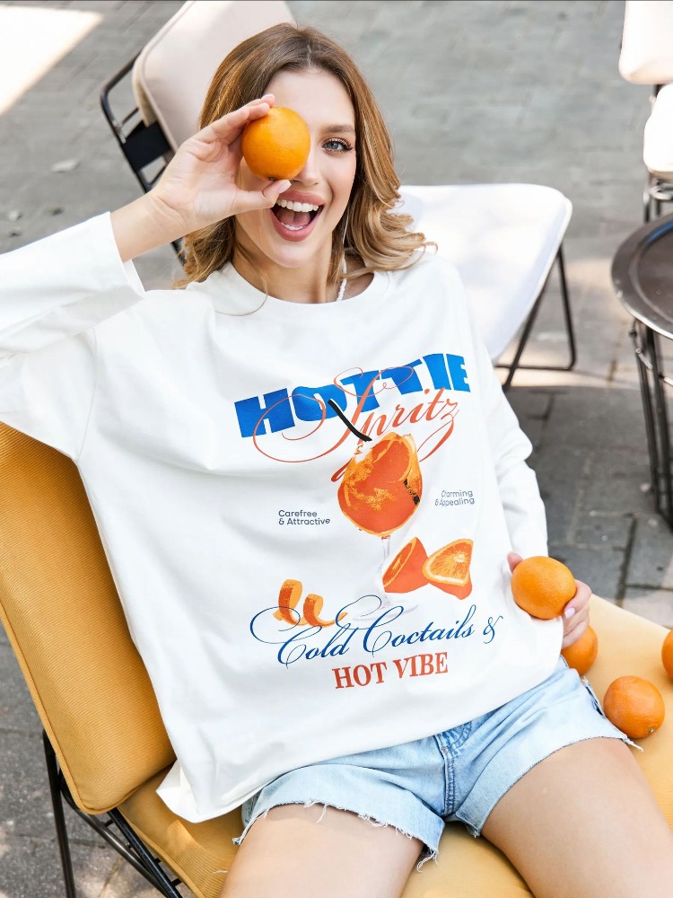 Hot Vibe Cute Juice Graphic Sw - đánh giá và giá Street Fashion Vibes