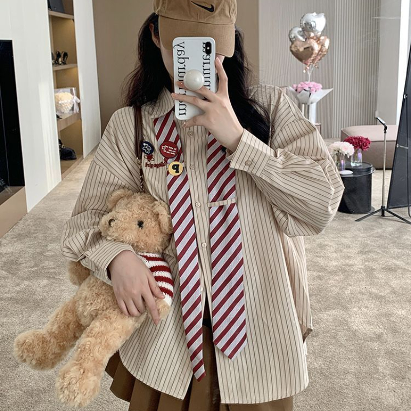 Striped Shirts Women Baggy Pre - đánh giá và giá Street Fashion Youth