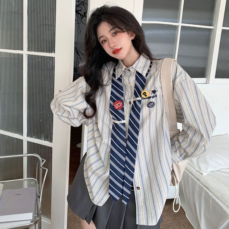 Striped Shirts Women Baggy Pre - đánh giá và giá Street Fashion Youth